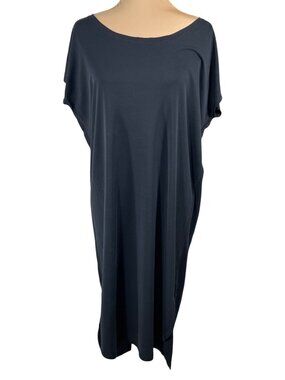 Double Zero NWOT Dress T-Shirt Midi Black Raw Edge Size M Medium Modal